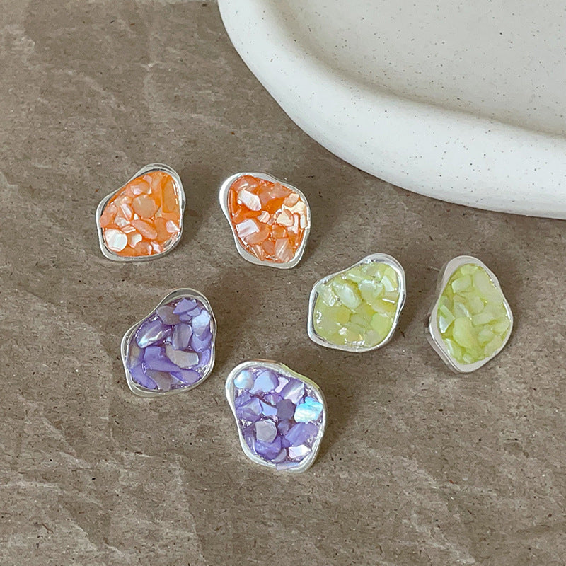 Broken Shell Irregular Ear Female Mild Luxury Retro Earrings