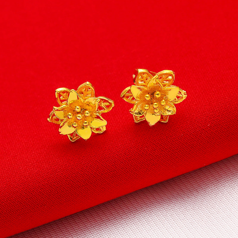 Women's Plated Vietnam Placer Gold Small Ear Bar Simulation Rings