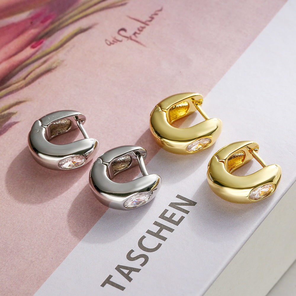 Copper Gold Plated Zircon Simple Female Special Interest Light Luxury Earrings