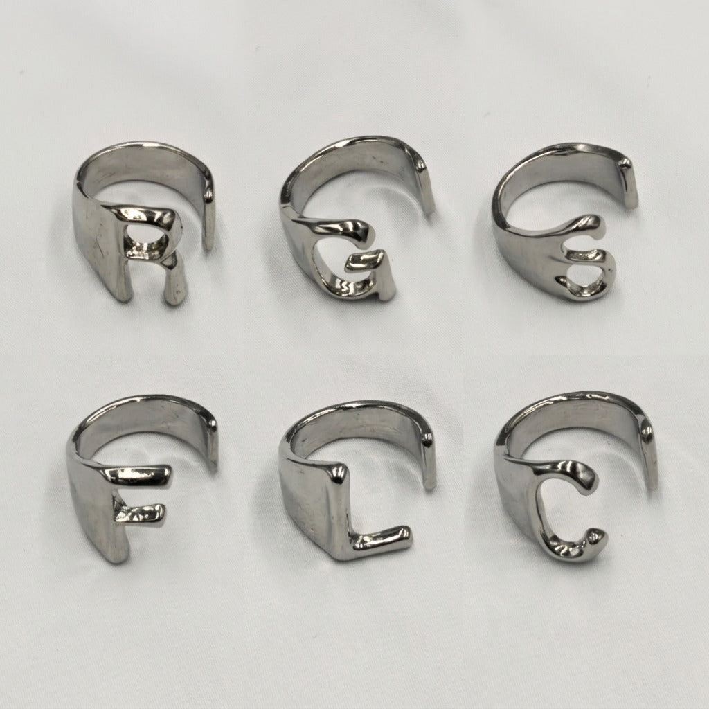 Style Open Glossy Letters Niche Design Metal Ring