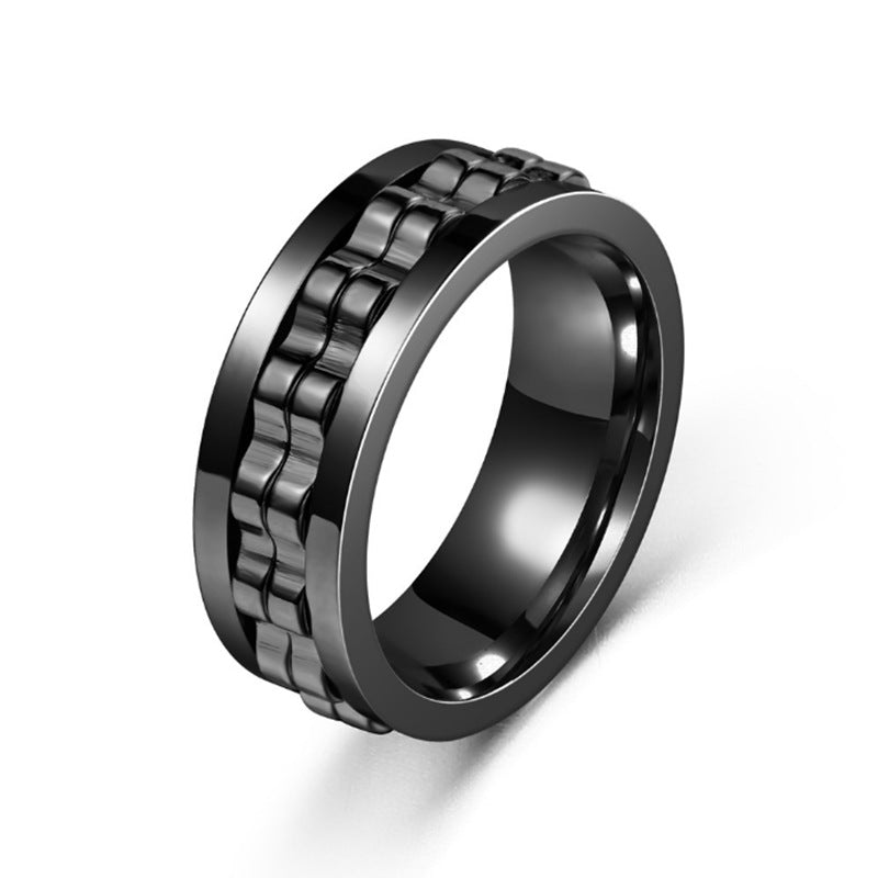 Men's Fashion Decompression Titanium Steel Gear Rotating Rings