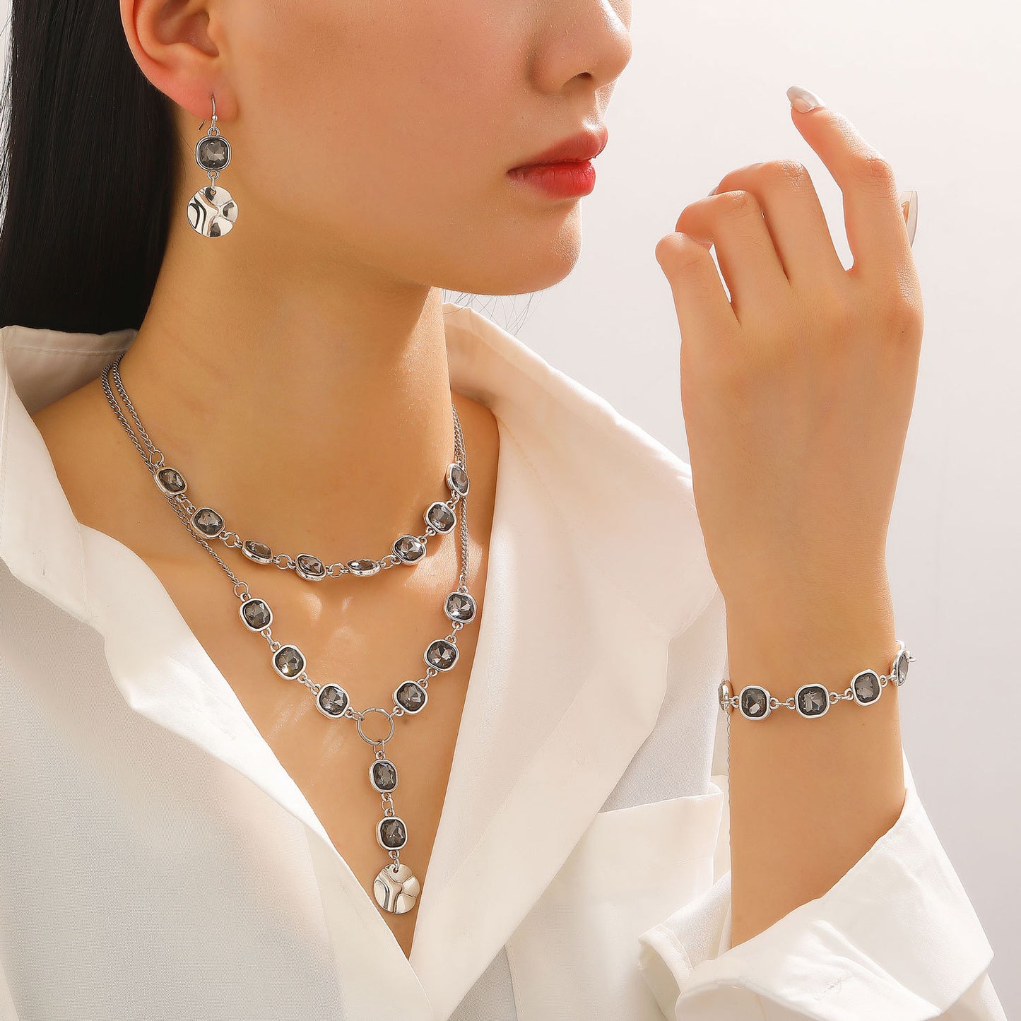 Sier Affordable Luxury Style Irregular Suit Geometric Fashion Design Sense Rings