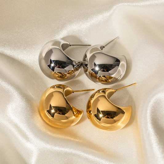 Women's Popular Golden Ball Semicircle Thick Shaped Earrings