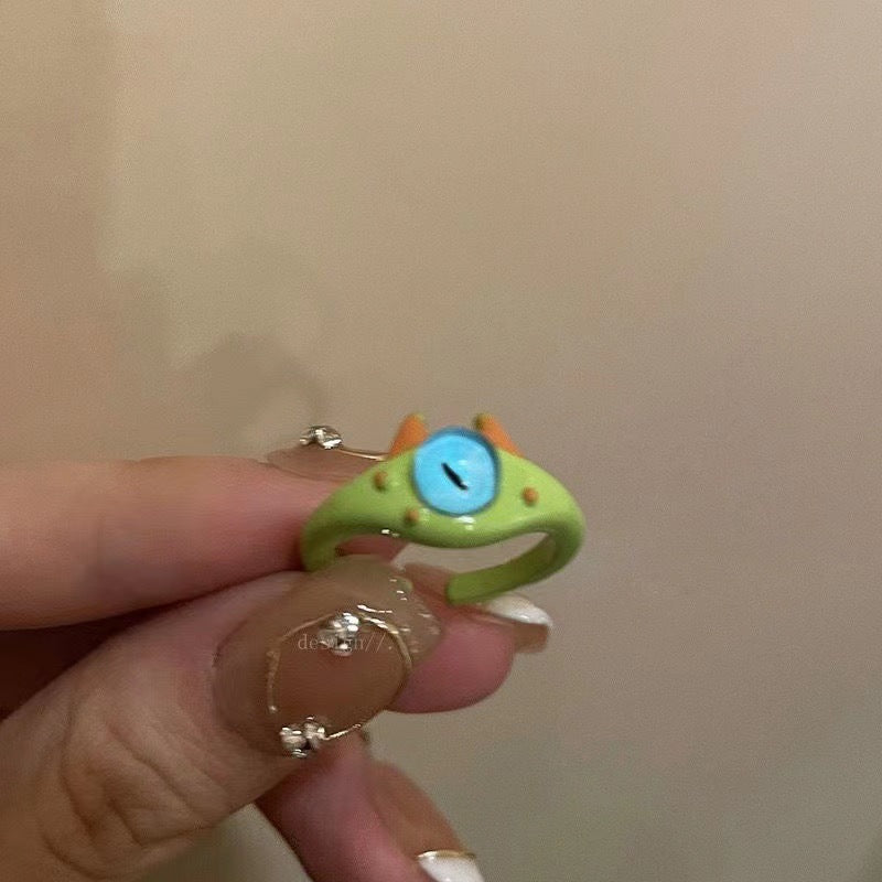Black Cat Little Monster Big Eyes Sweet Cool Cartoon Cute Ring