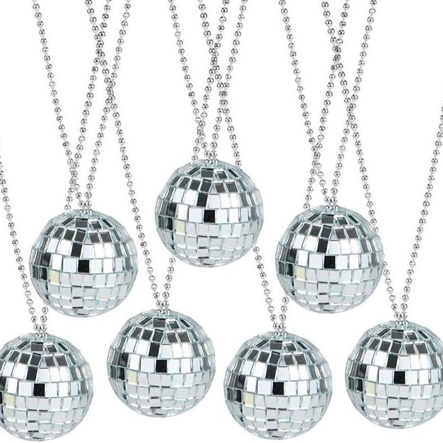 Mirror Disco Ball Gold Sier Costume Generation Necklace