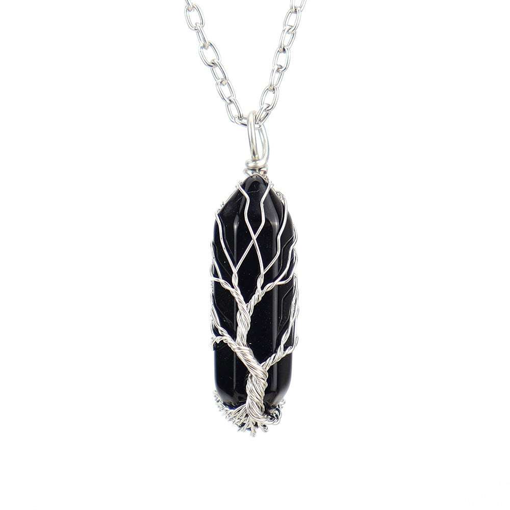 Live Broadcast Natural Hexagon Prism Winding Lucky Tree Crystal Necklaces