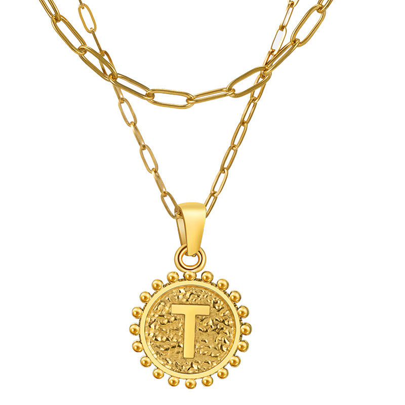 Women's Round Letter Double Layered Wear Popular Necklaces