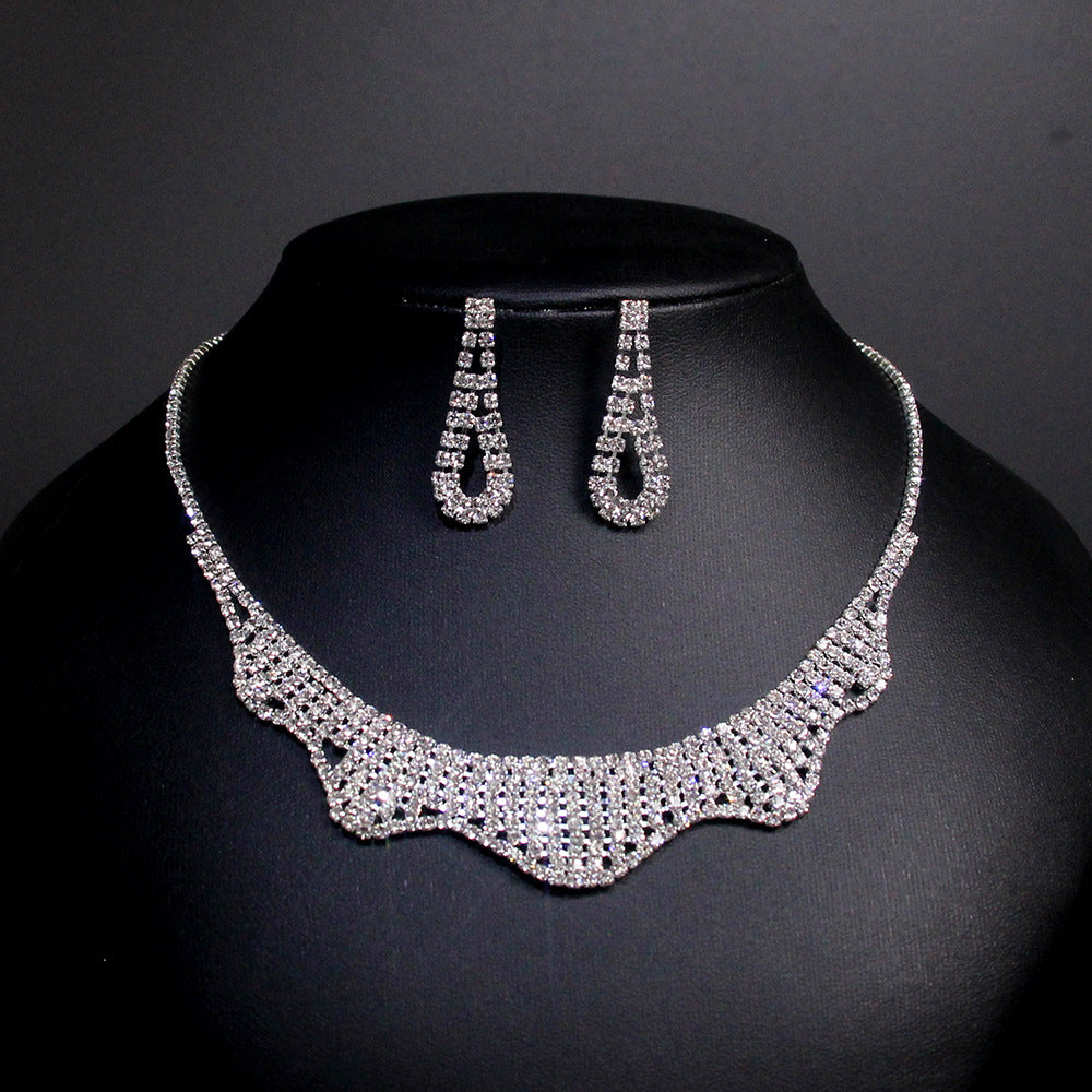 Claw Chain Rhinestone Bridal Eardrop Banquet Necklaces