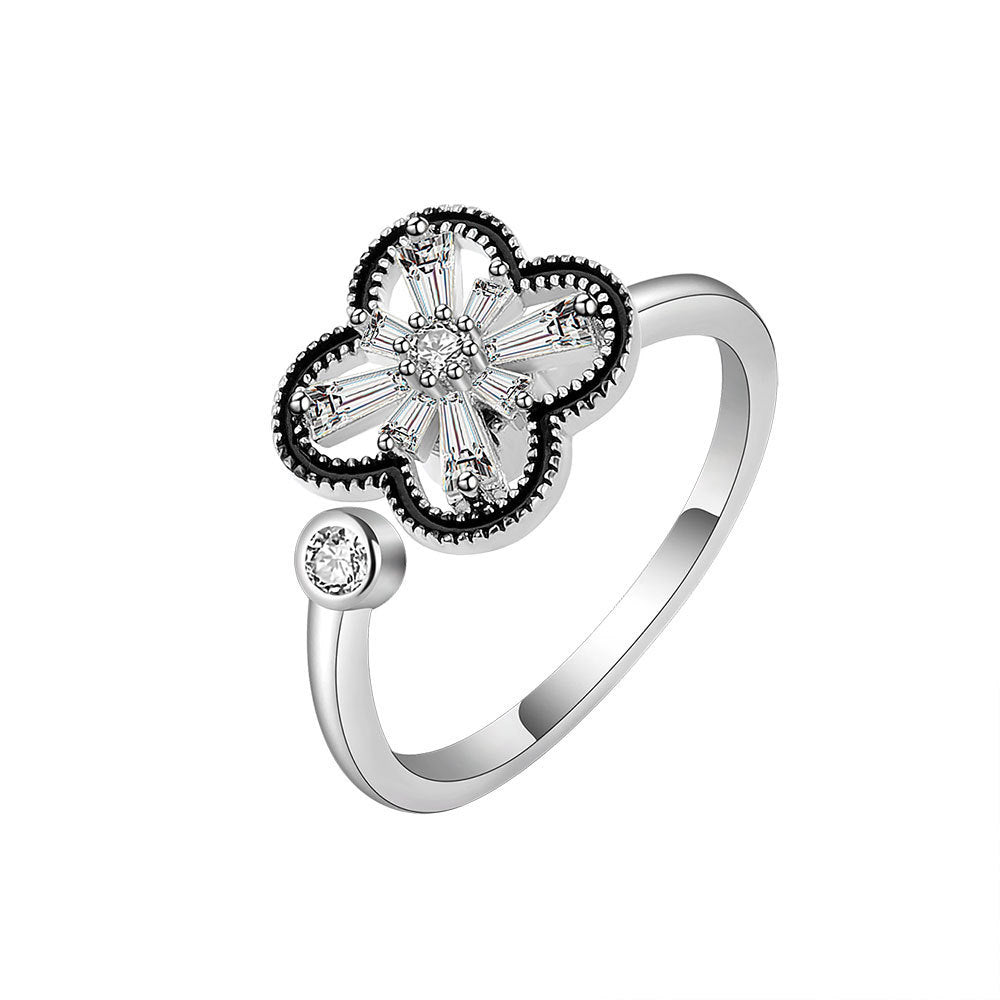 Valentine's Day Gift Flower Zircon Rotatable Ring