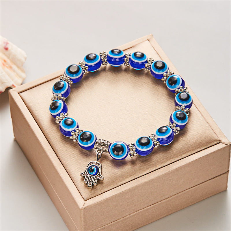 Fashion Creative Palm Eyes Devil's Eye Elastic Beaded Bracelets
