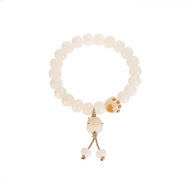 Cat Bodhi Root Female Natural White Jade Seed Pliable Temperament Bracelets