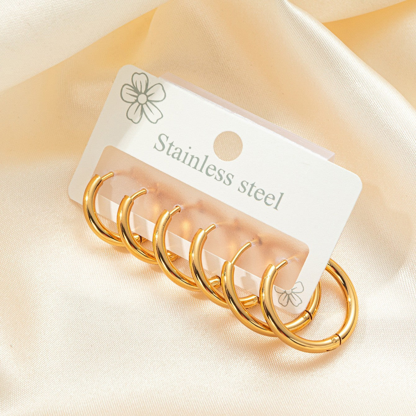 Quality Titanium Steel Ear Clip Colorfast Simple Temperament Round Stainless Stud Earrings