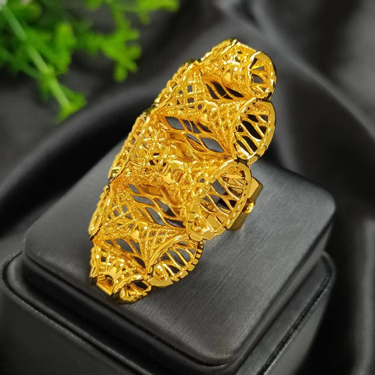 Women's Gold-plated Wheat Index Finger Does Not Fade Design Copper Ring