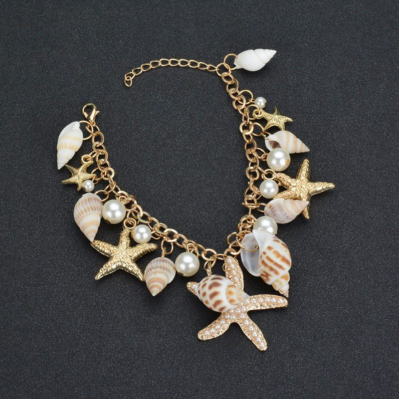 Women's Style Fashion Tidal Ocean Boho Conch Starfish Bracelets