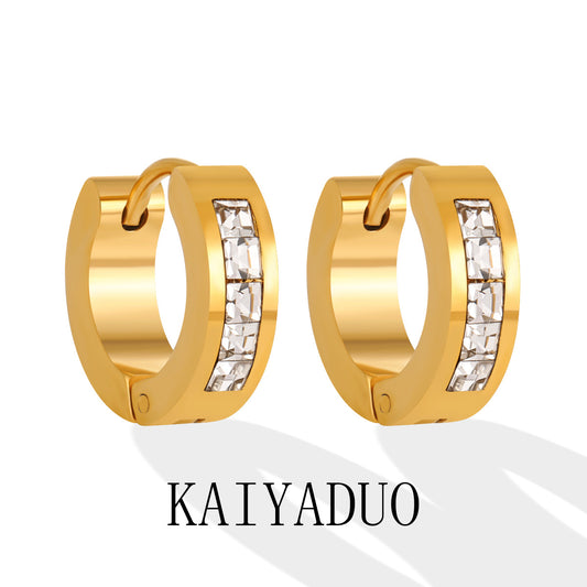 Women's Style Light Luxury Minority Square Diamond Clip Fashion Ear Buckle