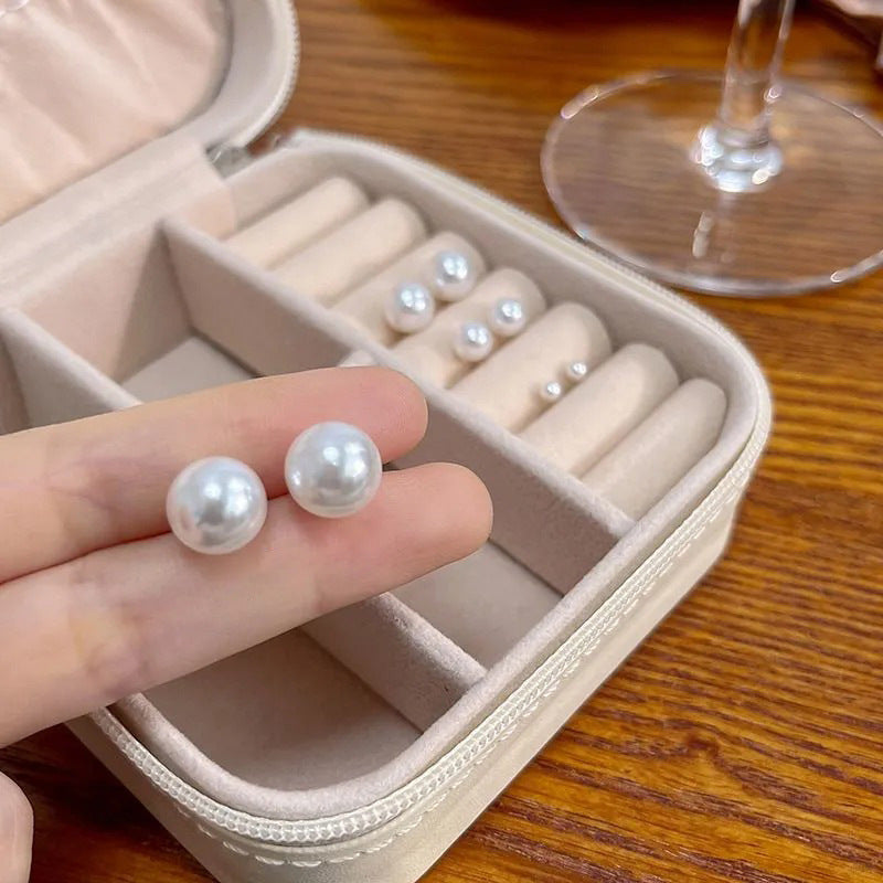 Women's Sier Fashion Minority Simple High-grade Pearl Stud Earrings
