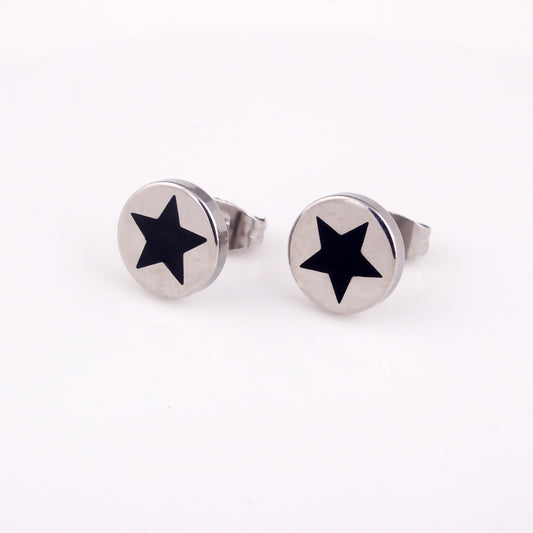 Men's Korean Fashion Pentagram Titanium Steel For Earrings