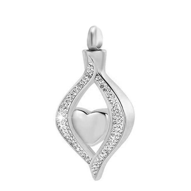 Heart Shape With Diamond Stainless Steel Perfume Bottle Pendants