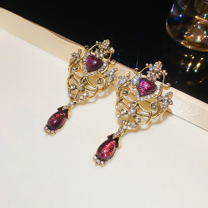 Needle Butterfly Enamel Vintage Court Style Delicate Light Luxury Earrings