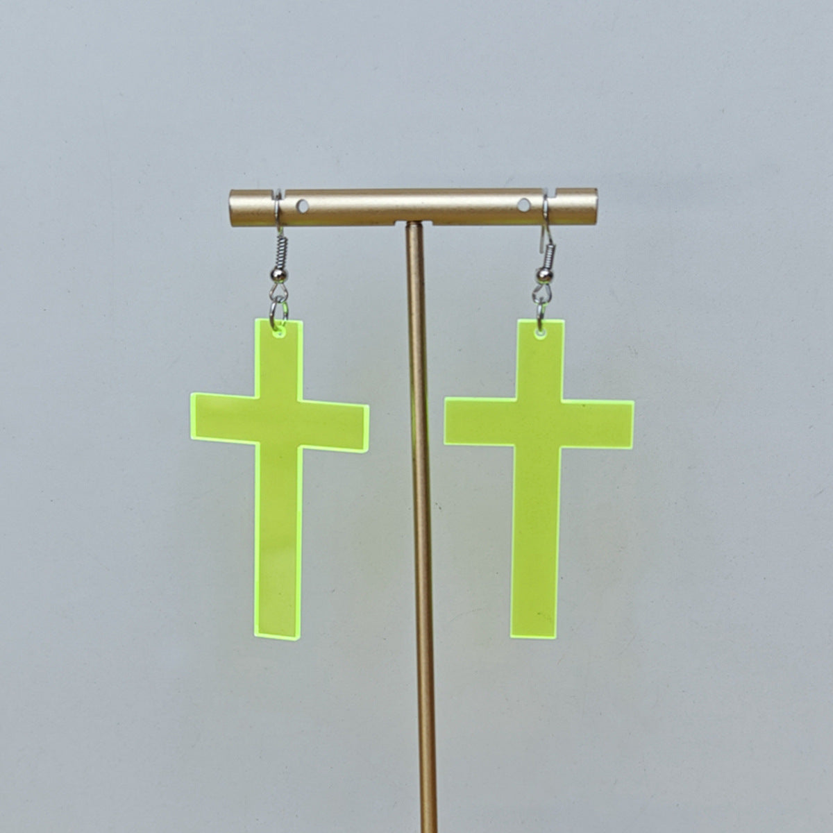 Black Cross Acrylic Long Geometric Lady Earrings