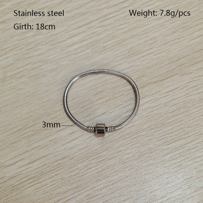 Women's & Men's Metal Stainless Steel Waterproof Colorfast Snake Bone Wear Chain Pan Bracelet