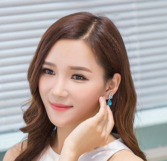 Round Crystal Korean Cute Fashion Elegant Stud Earrings