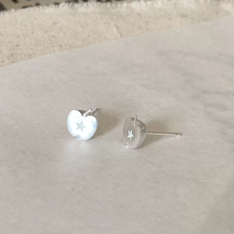 Unique Design Brushed Apple Female Exquisite Daily Fashion Stud Earrings