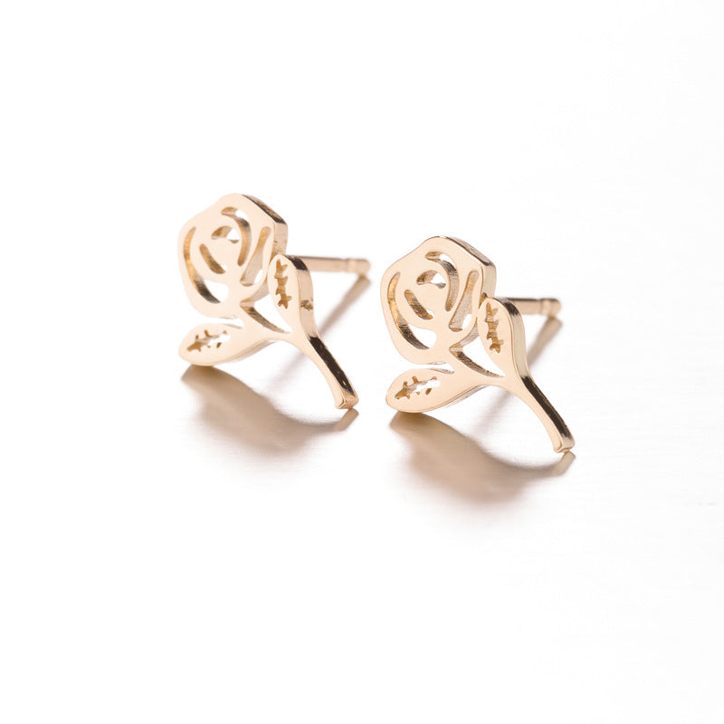 Lotus Ear Bone Hollow Origami Stainless Stud Earrings