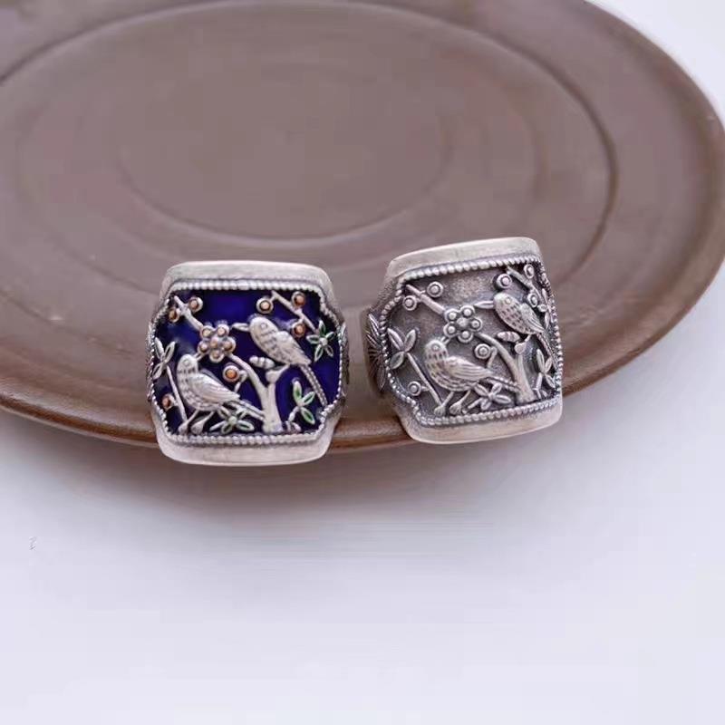 Magpie Wide Open Adjustable Female National Fashion Ethnic Epoxy Rings