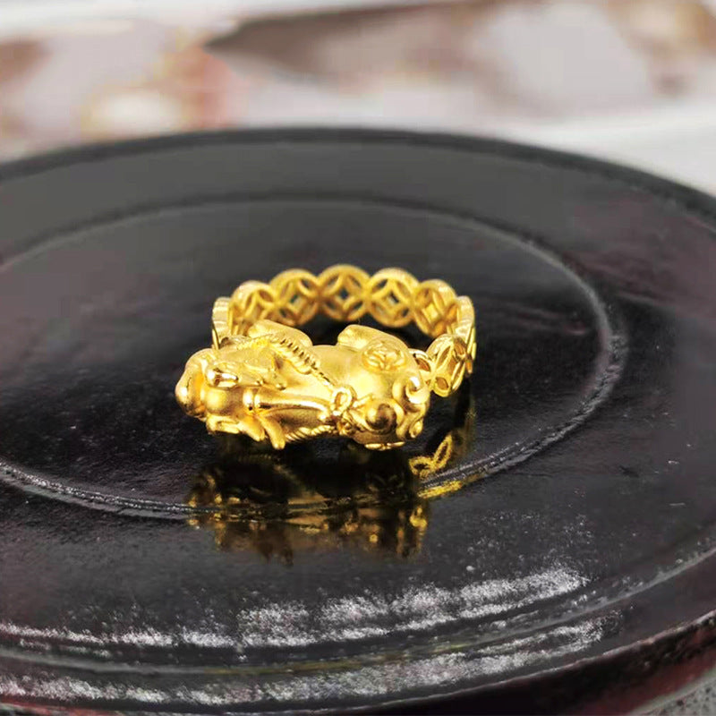 Vietnam Placer Gold Coin Drop Shipping Open Brass Plated Solid Rings