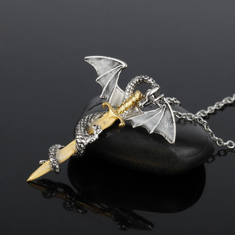 Hipster Rock Fashion Pterosaur Golden Sword Necklaces