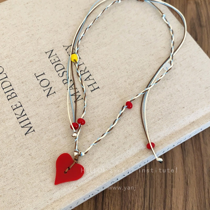 Glaze Beaded Female Cute Apple Czech Beads Necklaces