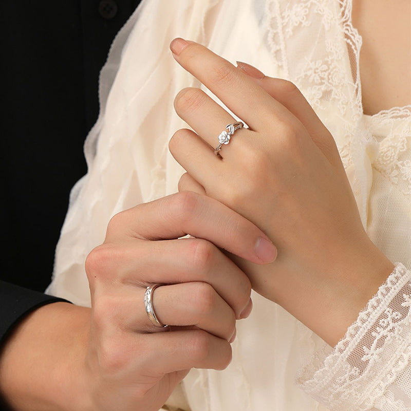 Women's & Men's Rose Couple Romantic Flower Korean Style Rings