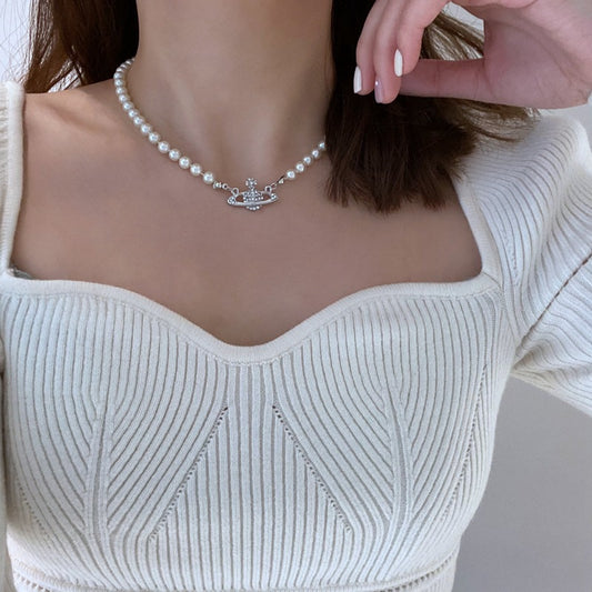 Pearl Female Shaped Baroque Clavicle Chain Niche Design Necklaces