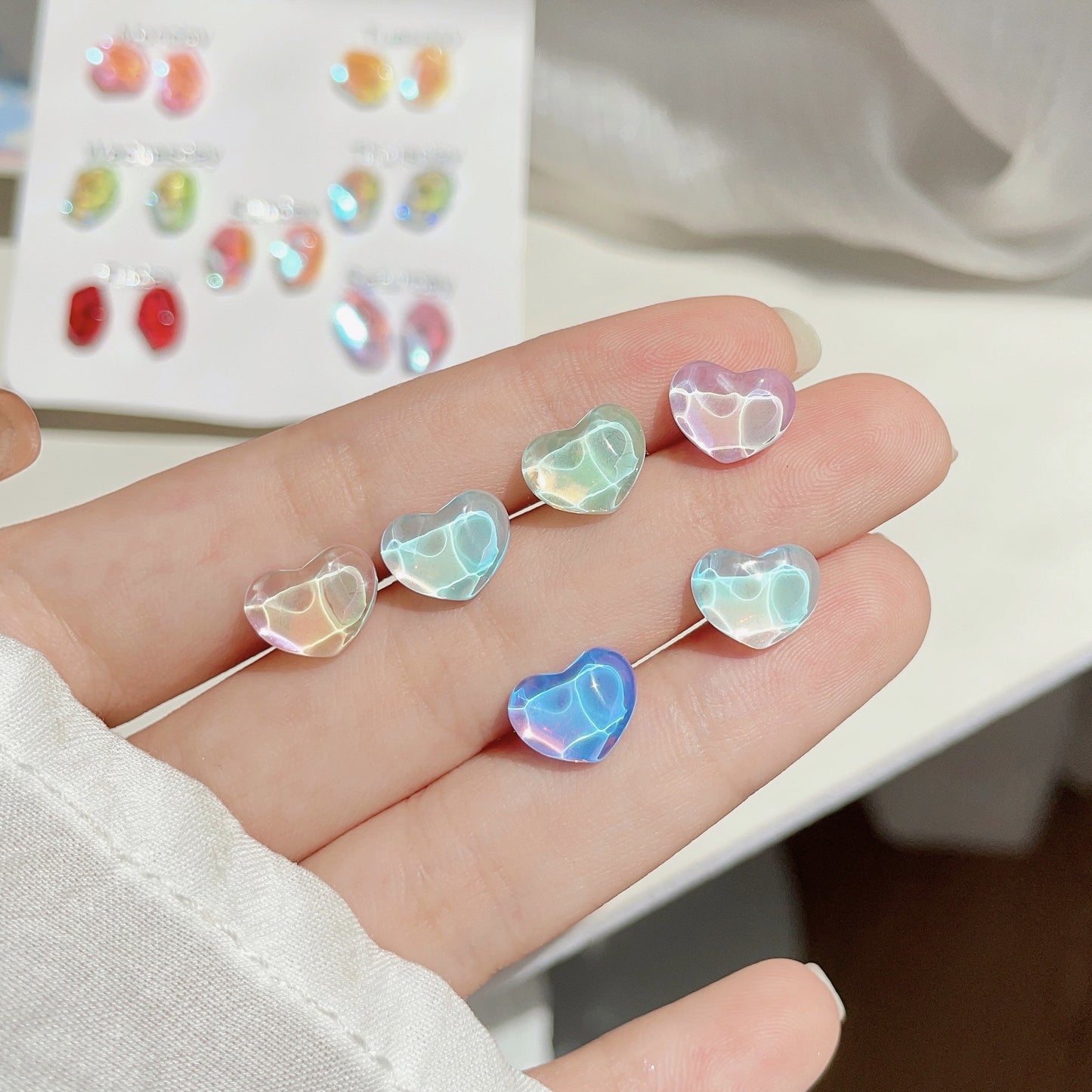 Sier Needle Style Colorful Small Stone Female Earrings