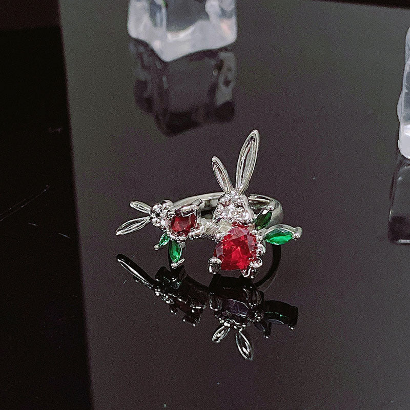 Women's High-grade Sweet Cool Rabbit Open Irregular Light Luxury Rings