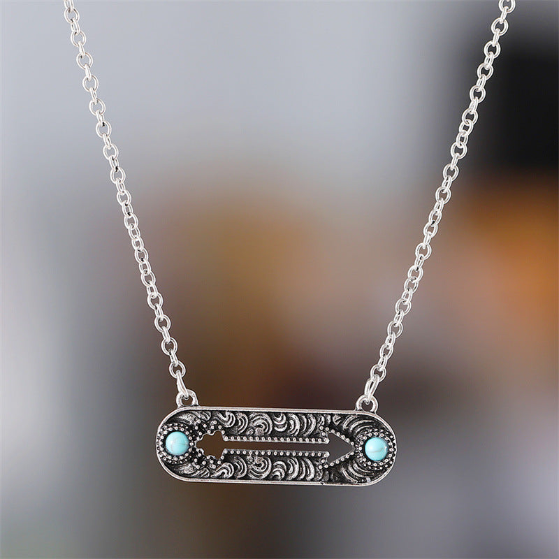 Fashion Vintage Square Turquoise Cross Boho Clavicle Pendants