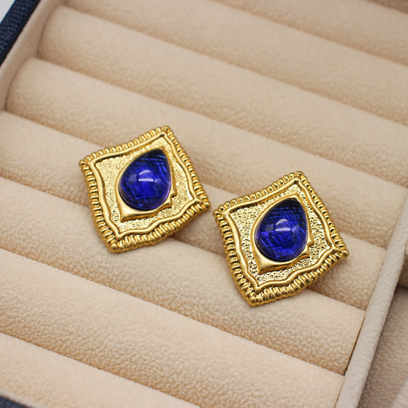 Sier Pin Handmade Colored Glaze Jelly Beat Stud Earrings