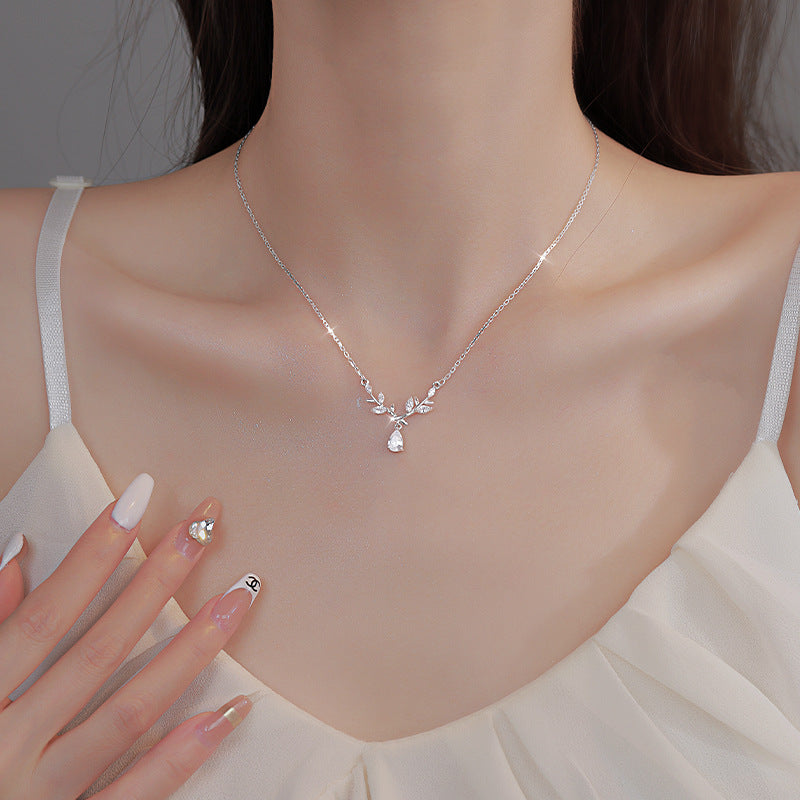 Women's Wheat Laurel Goddess Water Drop Affordable Luxury Fashion Clavicle Chain Necklaces