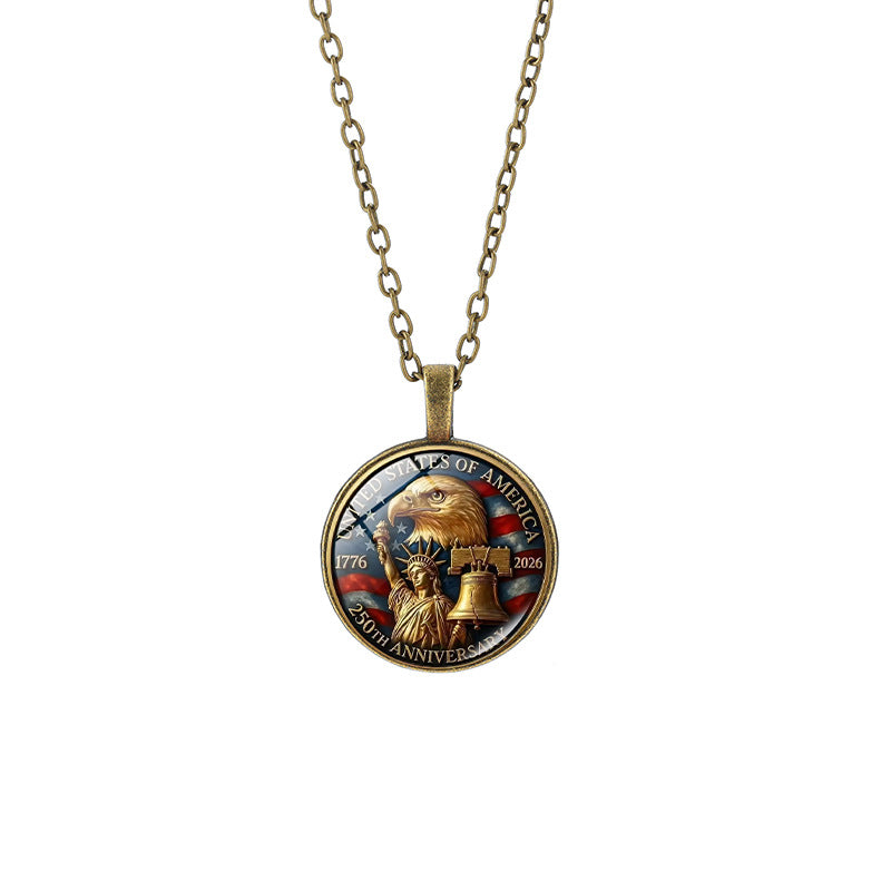 Popular Weekly Commemorative Liberty Bell National Flag Totem Necklaces