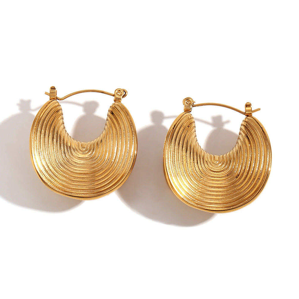Women's Fashion Personalized Minority Creative Stainless Steel Gold-plated Half Earrings