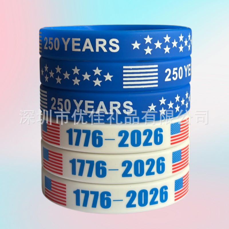 Colorful Flag Red White Blue Silica Gel Patriotic Silicone Wrist Bracelets