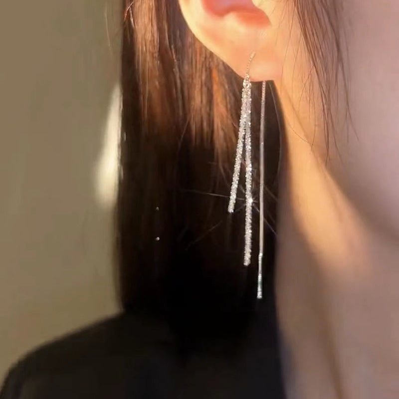 Sparkling Starry Tassel Pull Long Temperament Tide Special Interest Rings
