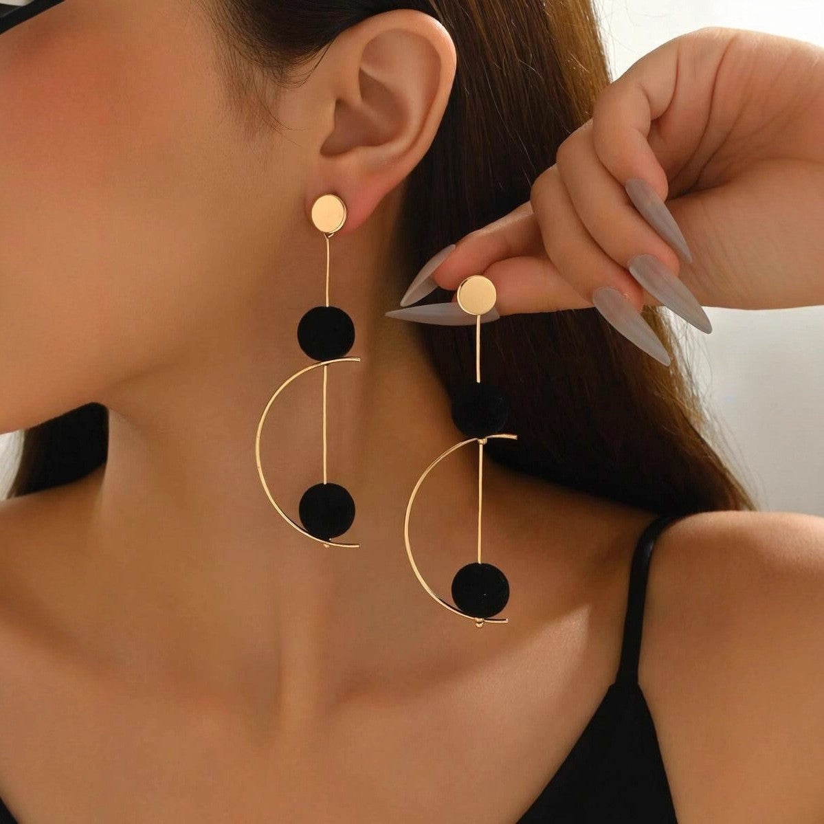 Minimalist Round Long Tassel Niche High-grade Exquisite Earrings