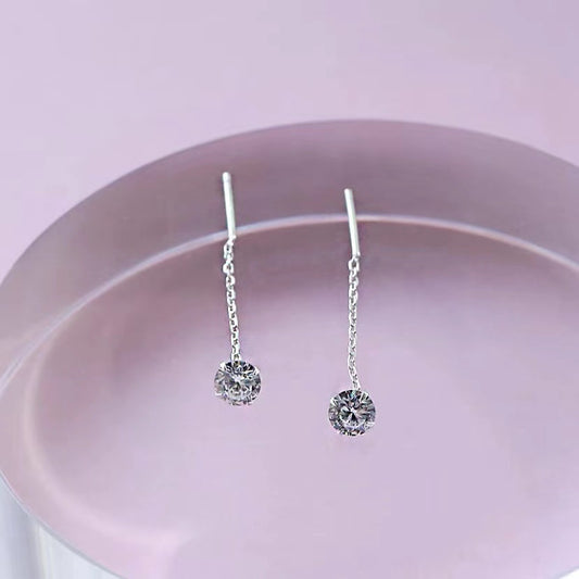 Women's Sterling Sier Simple Temperamental Inlaid With Diamond Eardrops Ear Line