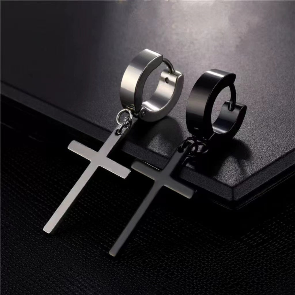 Women's & Men's Stainless Steel Clip Trendy Cross Quantity Earrings