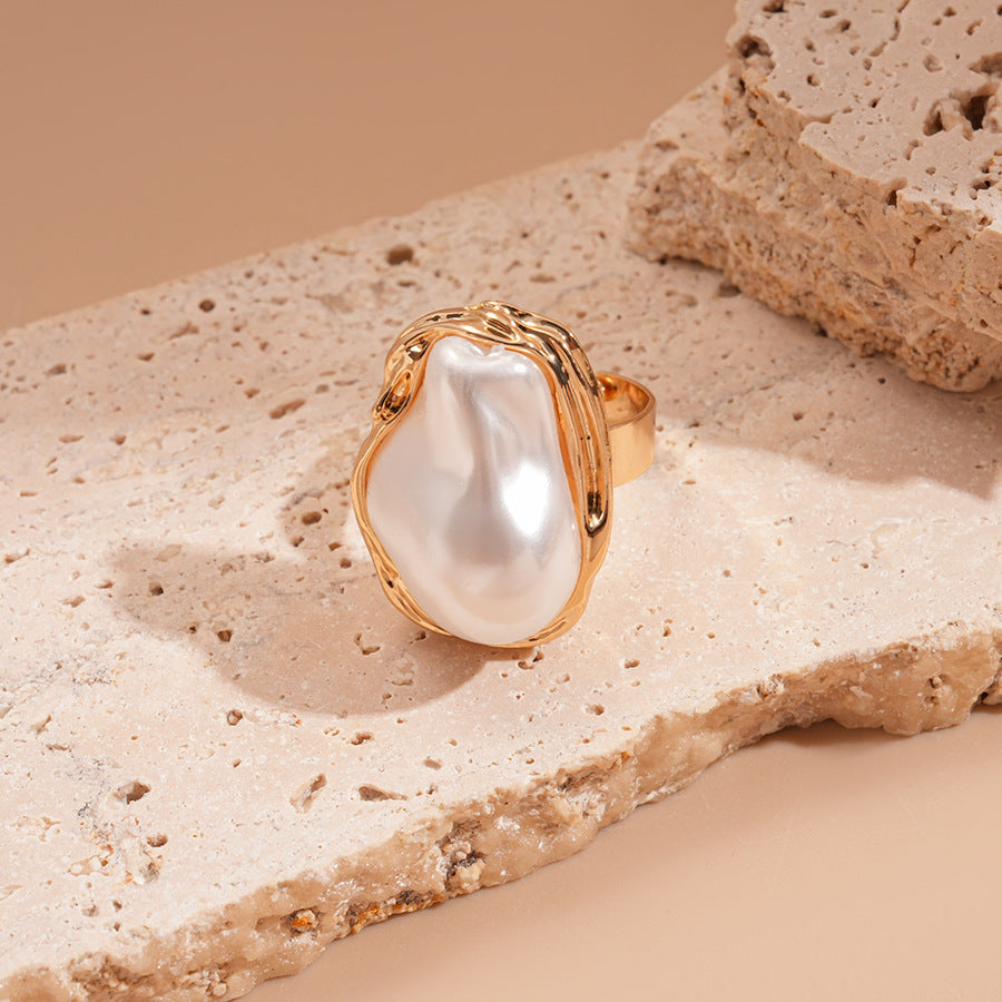 Rose Flower Love Pearl Light Luxury High Sense Ring