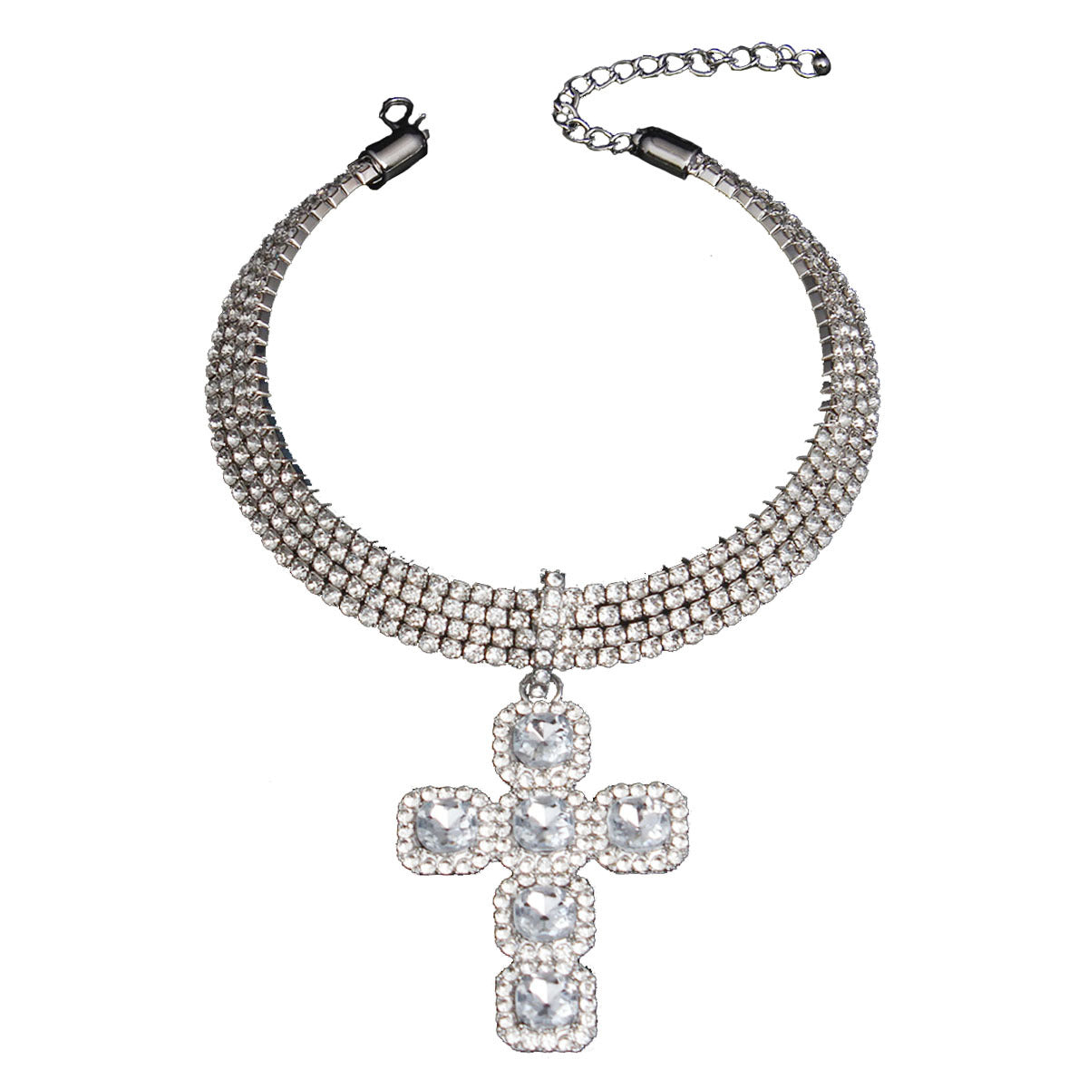 Women's Personalized Rhinestone Cross Exaggerated Hip Hop Pendants