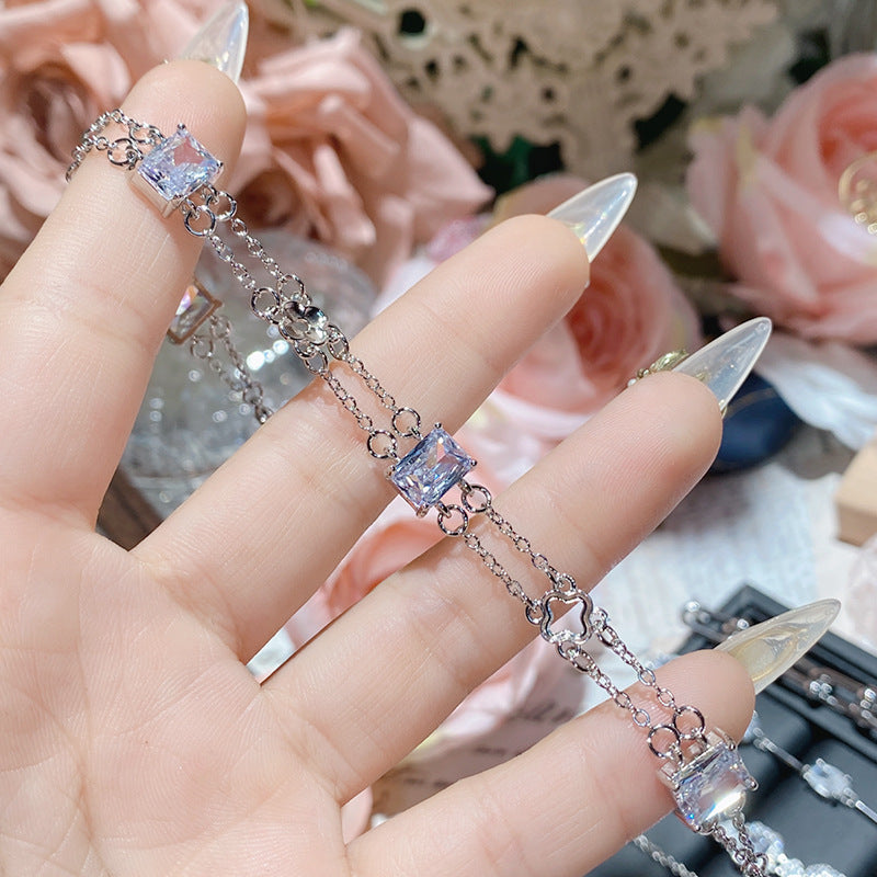 Camellia Bright Luminous Platinum Series Plated Zircon Super Flash Light Bracelet