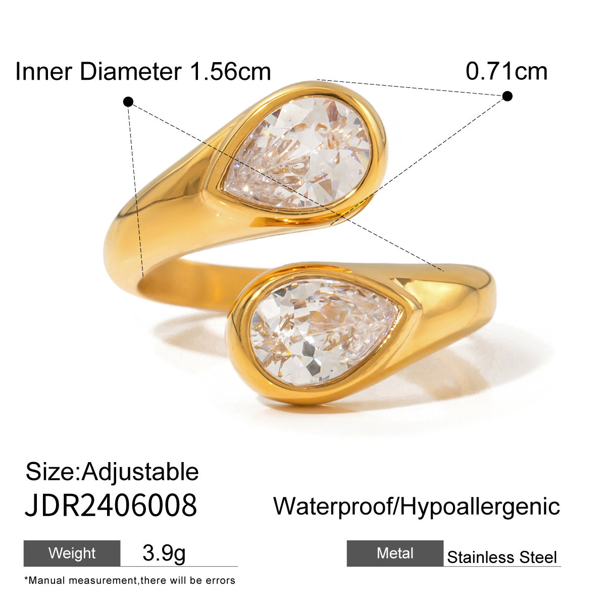 Open-end Zircon Titanium Steel No Fading Wind Simple Rings